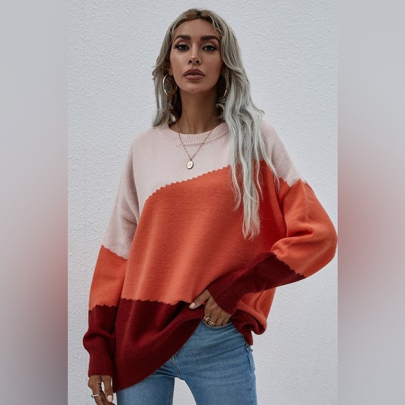 Color block Long sleeve sweater top - Picture 3 of 5